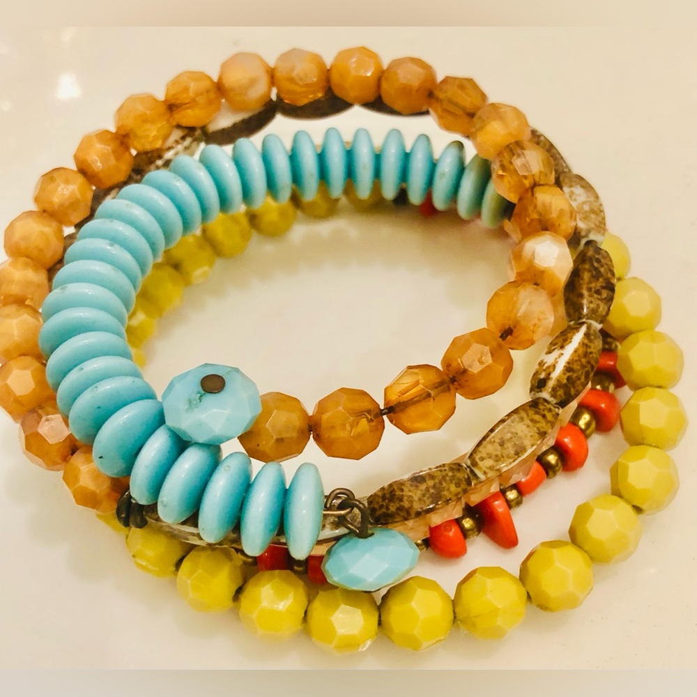 Wrap Around Multicolored Beaded Bangle - image 1